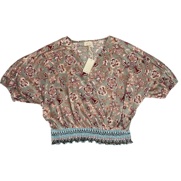 MELLODAY Tops - MELLODAY Womens Floral Crossover Top Blouse Size 1X NWT